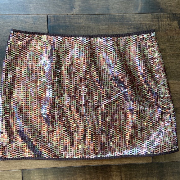 Express Copper Brown Sequined Mini Skirt 11/12 New Years Eve, Glitter, Sequins - Picture 4 of 4